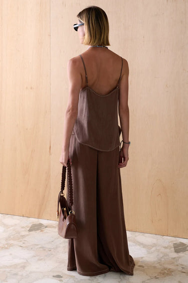 Sancia The Rylen Cupro Top in Truffle