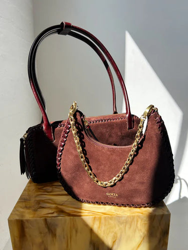 Sancia The Zatka Bag in Espresso Suede