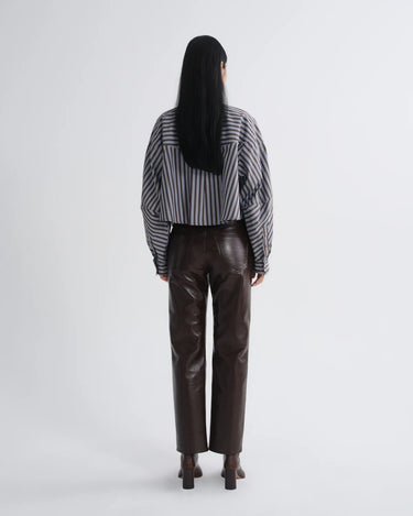 Agolde Agnes Shirt in Meyer Stripe White Chocolate
