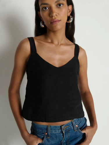 Nation Annie V Neck Top in Jet Black