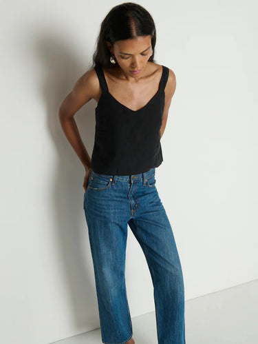 Nation Annie V Neck Top in Jet Black