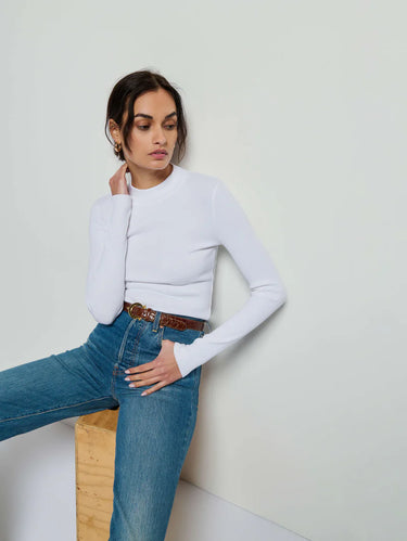Nation Gina Slim Mock Neck in White