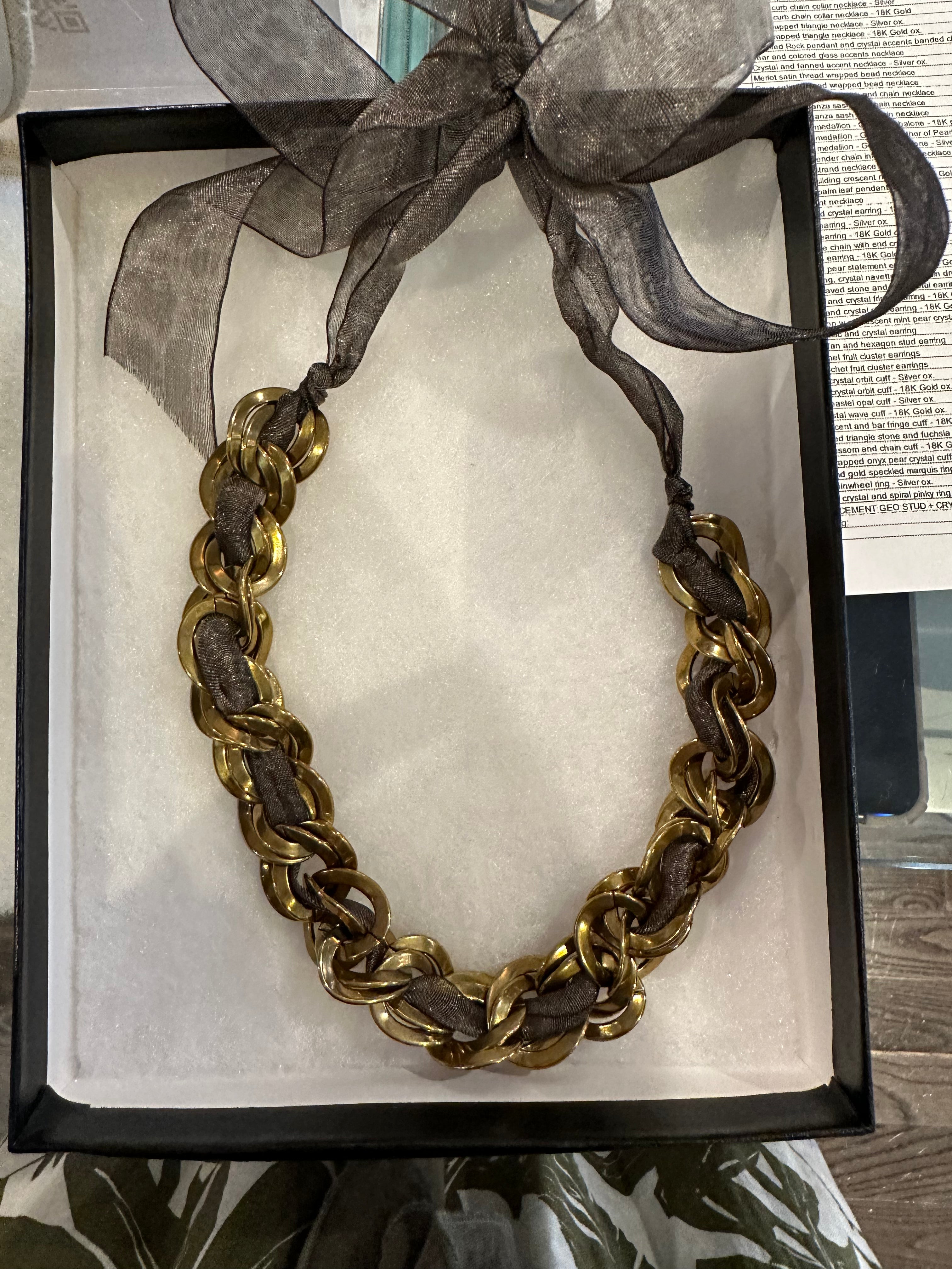 Nicole Romano Slate Gray Sash and Chain Necklace