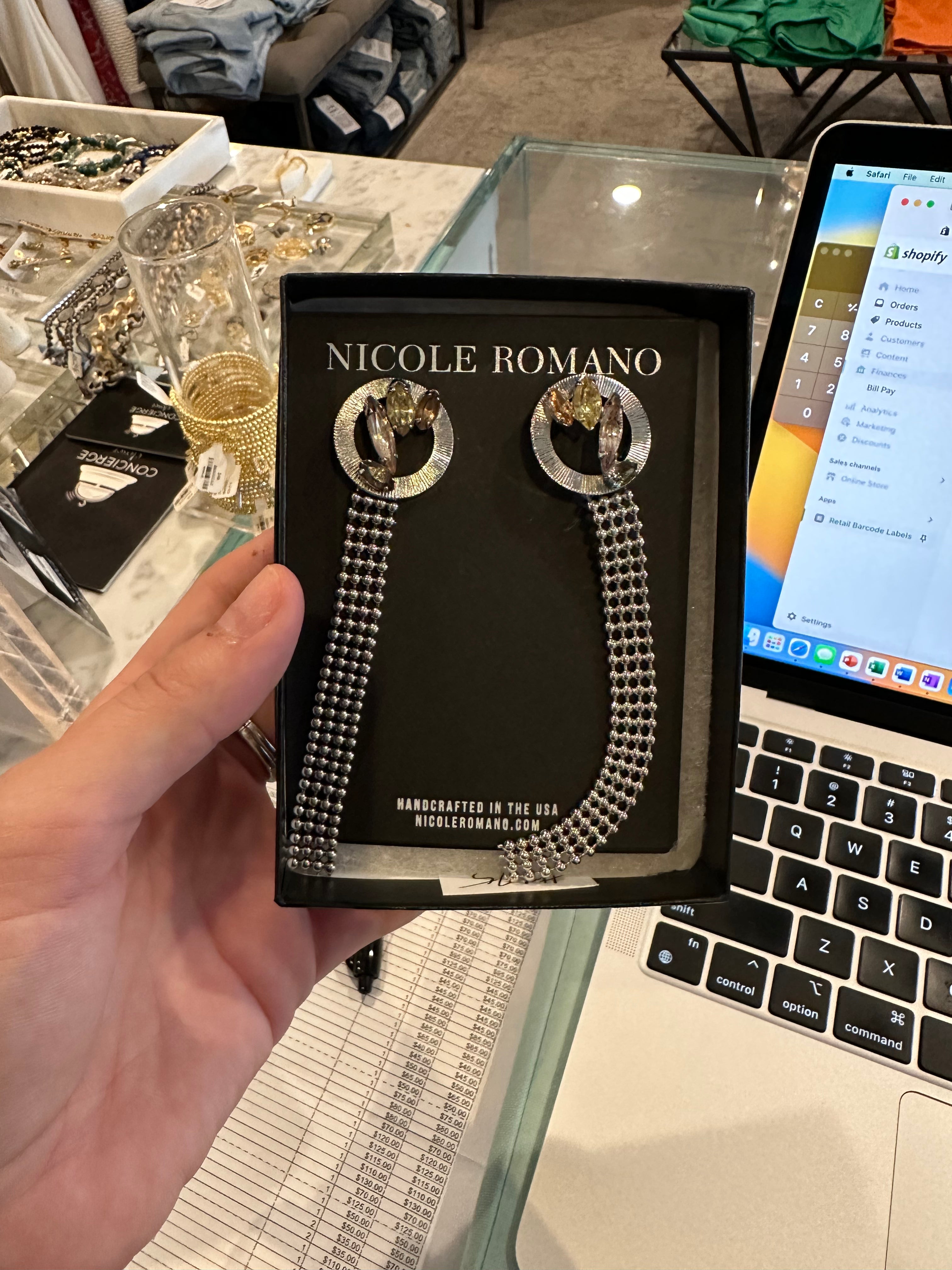 Nicole Romano Radiating Ring Chain Drop Earrings