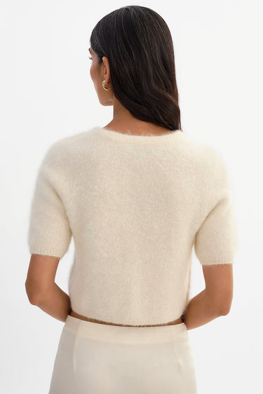 Lamarque Kendra Cropped Alpaca Cardigan in Ivory