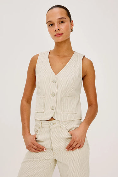 Rails La Jolla Vest in Ecru Railroad Stripe