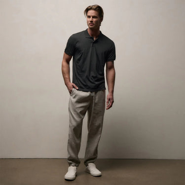 James Perse Luxe Lotus Jersey Polo in Carbon