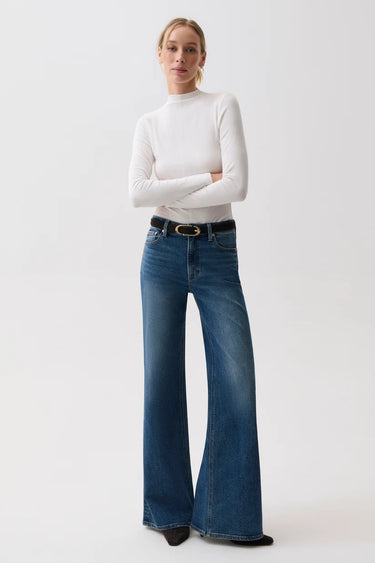 Pistola Vivian Mid Rise Wide Leg in Blue Depths