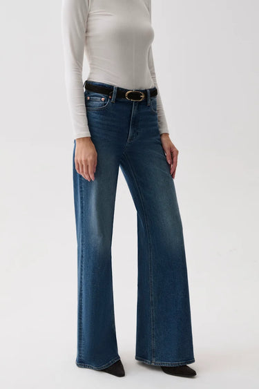 Pistola Vivian Mid Rise Wide Leg in Blue Depths