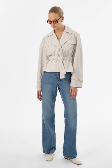 Lamarque Quinn Cropped Trench Coat in Whisper White