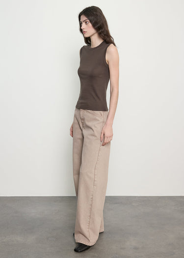 Enza Costa Supima Cotton New Classic Sleeveless Tee in Espresso