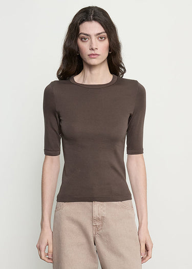 Enza Costa Supima Cotton New Classic Half Sleeve Tee in Espresso