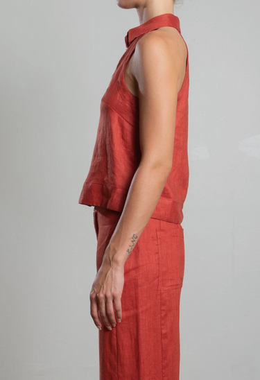 Pharaoh Atlas Halter in French Linen in Persimmon