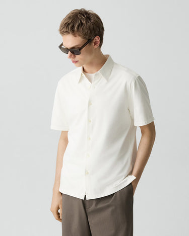 Theory Irving Short-Sleeve Shirt in Structure Knit in White
