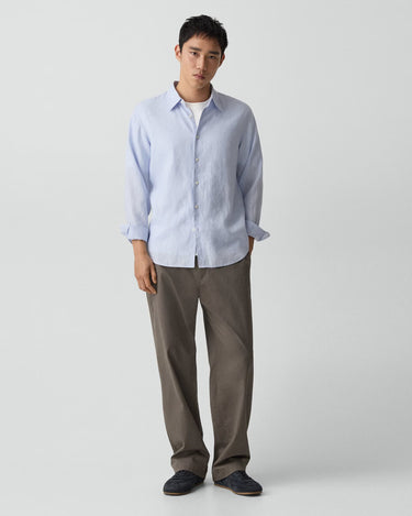 Theory Irving Shirt in Relaxed Linen in Olympic