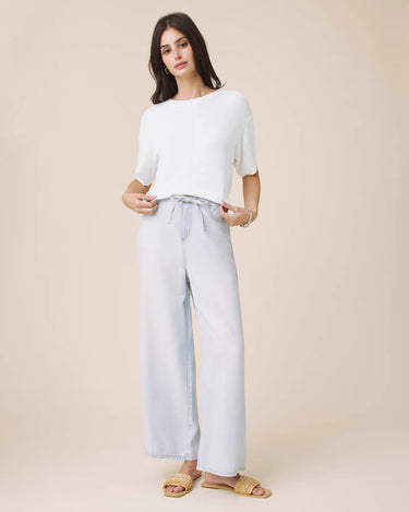 Splendid Erica Short Sleeve Sweater in White