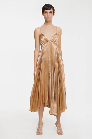Acler Rothbury Midi Dress in Caramel Metallic - Estilo Boutique