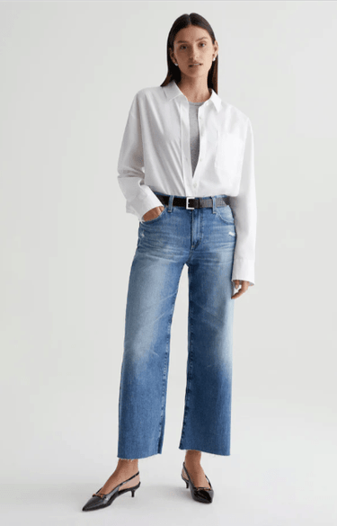 AG Saige Wide Leg Crop Denim in 14 Years Wilshire - Estilo Boutique