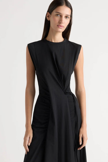 Modern Citizen Agnes Twist Drape Jersey Dress in Black