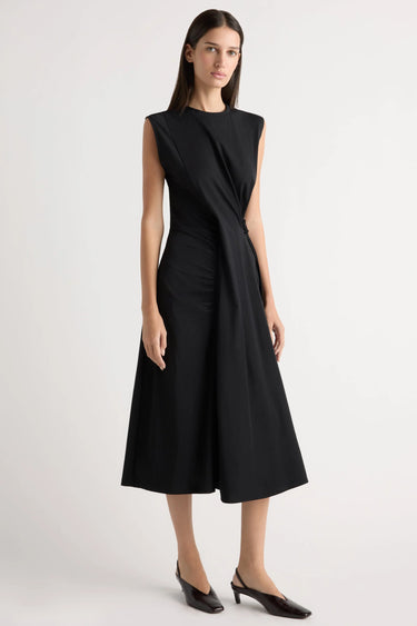 Modern Citizen Agnes Twist Drape Jersey Dress in Black