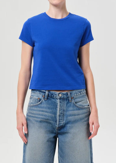 Agolde Adine Shrunken Tee In Cobalt
