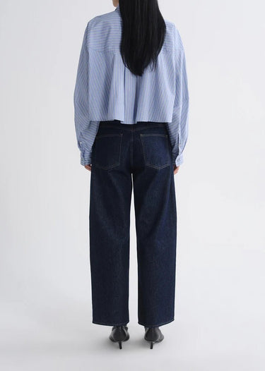 Agolde Agnes Shirt In Meyer Stripe in Blue White
