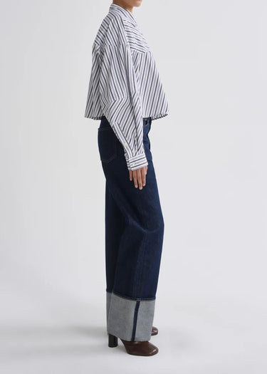 Agolde Agnes Shirt In Meyer Stripe in Bracken Blue