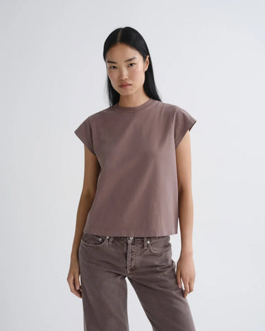 Agolde Bryce Cap Sleeve Tee in Mauvine