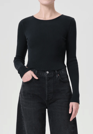 Agolde Nova Long Sleeve Tee in Beetle - Estilo Boutique