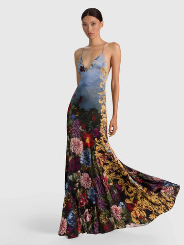 Alice + Olivia Milta Mermaid Slip Dress in Alpine Dawn
