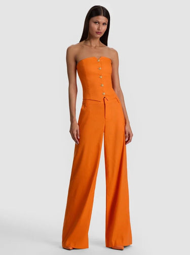 Alice + Olivia Stu Linen Baggy Pants in Orange