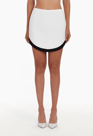 Amanda Uprichard Arlo Skirt in Ivory Black - Estilo Boutique