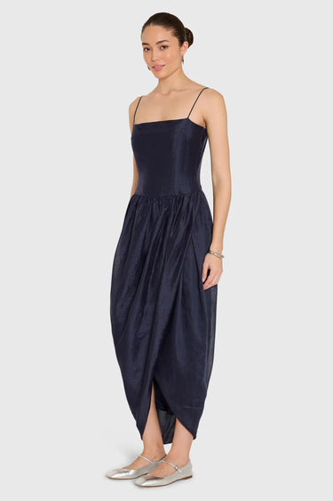 Amanda Uprichard Castello Midi Dress in Navy