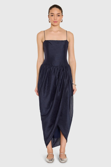 Amanda Uprichard Castello Midi Dress in Navy