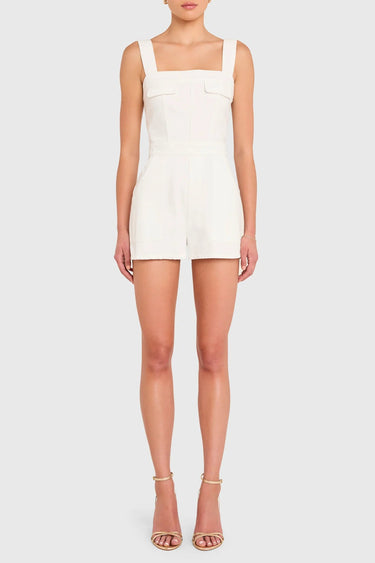 Amanda Uprichard Frida Romper in White Wash - Estilo Boutique