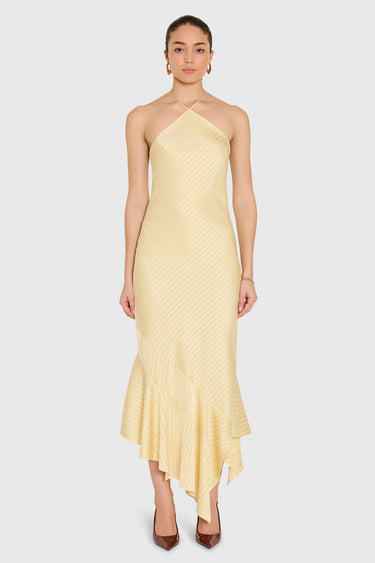 Amanda Uprichard Gabriella Midi Dress in Cornsilk