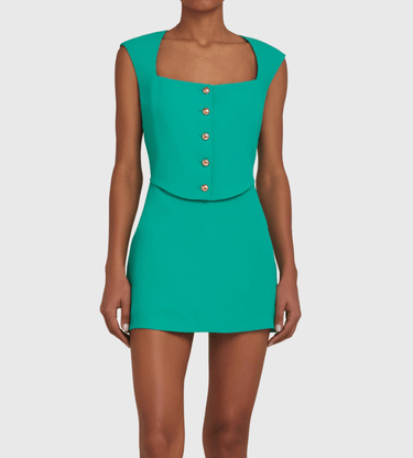Amanda Uprichard Georige Skort Romper in Seafoam - Estilo Boutique