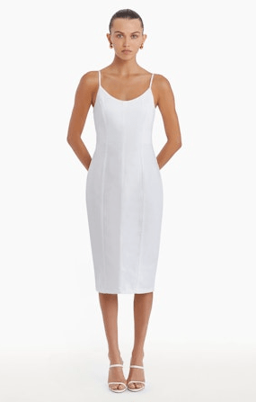 Amanda Uprichard Rocco Midi Dress in White Wash - Estilo Boutique