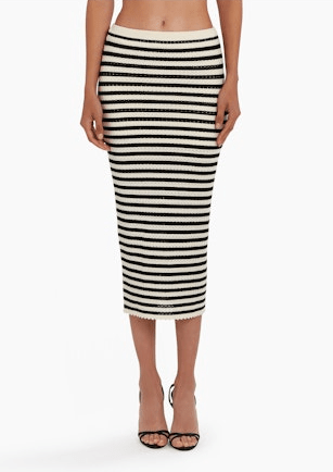 Amanda Uprichard Seine Skirt in Black Cream - Estilo Boutique