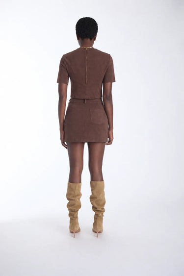 Karina Grimaldi Aria Suede Skirt in Espresso