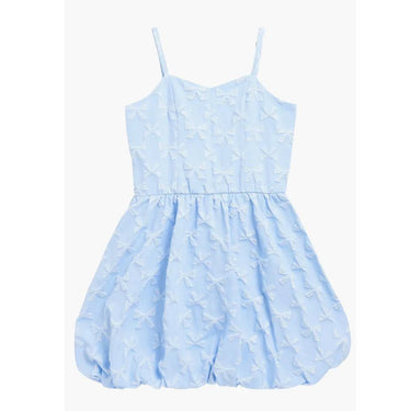 Ava & Yelly Tween Bow Bubble Party Dress in Sky Blue