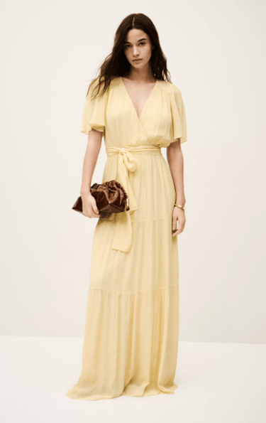 ba&sh Natalia Pleated Dress in Yellow - Estilo Boutique
