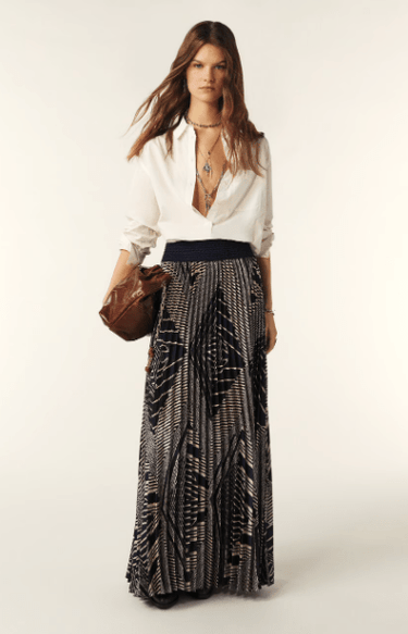 ba&sh Sow Pleated Skirt in Blue - Estilo Boutique