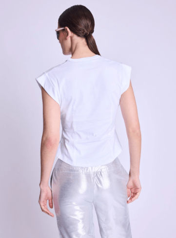 Berenice Enza Corset Effect T Shirt in White - Estilo Boutique