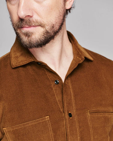 Billy Reid Cochran Moleskin Shirt in Tobacco
