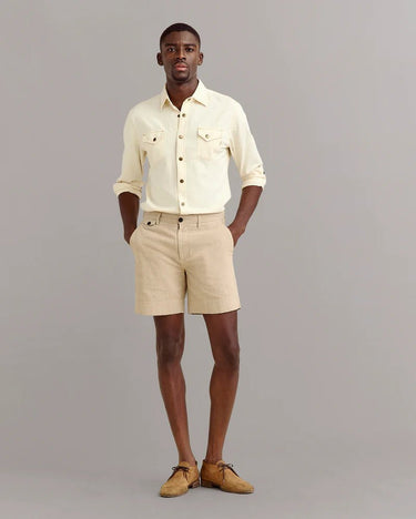 Billy Reid Slub Cotton Short in Khaki - Estilo Boutique