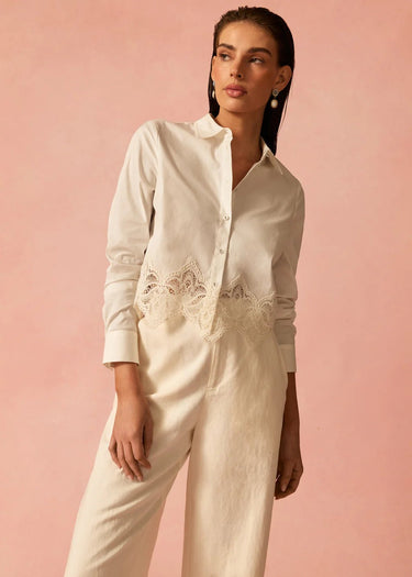 Cami NYC Cielo Cropped Cotton Poplin Blouse in Macadamia - Estilo Boutique