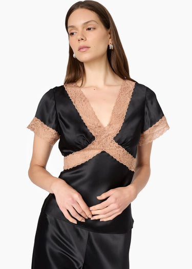 Cami NYC Romola Silk Top in Black