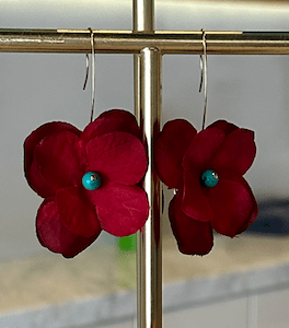 Cassandra Collections Small Red Flower Earrings - Estilo Boutique