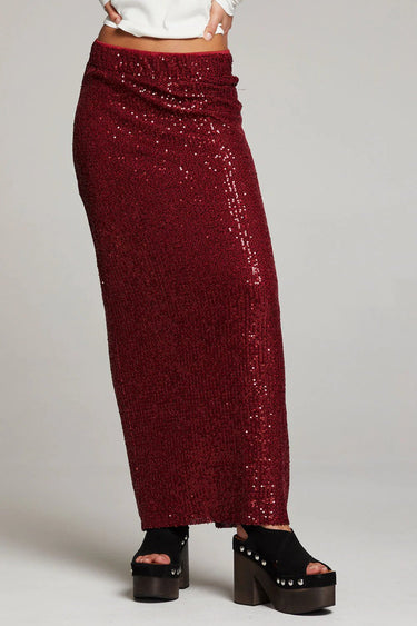 Chaser Amber Midi Skirt in Blood Red - Estilo Boutique